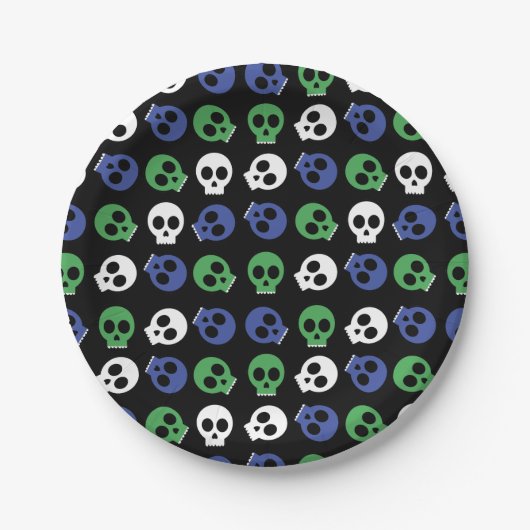 Spooky Skulls Halloween Pappteller (Vorderseite)