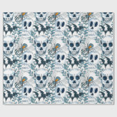 Spooky Skulls Halloween Wrapping Paper Geschenkpapier (Flach)