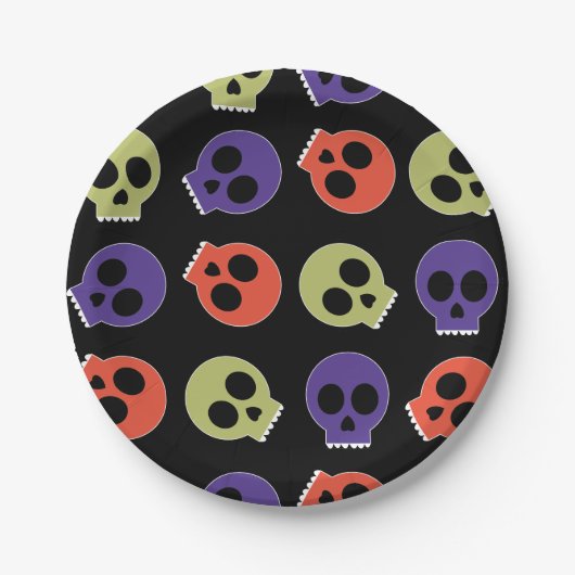 Spooky Skulls Happy Halloween Pappteller (Vorderseite)