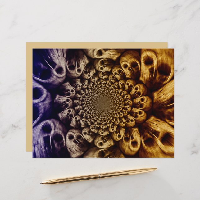 Spooky Skulls Lila Schwarzer Abstrakter Pop Kunst (Vorderseite/Rückseite Beispiel)