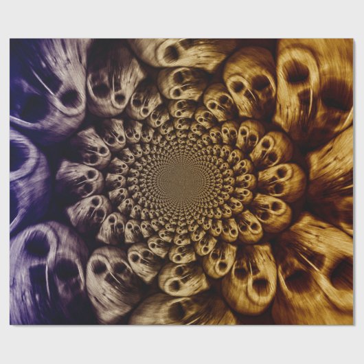 Spooky Skulls Lila Schwarzer Abstrakter Pop Kunst Geschenkpapier (Flach)