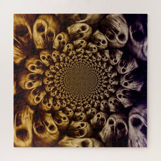 Spooky Skulls Lila Schwarzer Abstrakter Pop Kunst Puzzle (Horizontal)