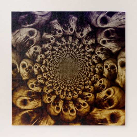 Spooky Skulls Lila Schwarzer Abstrakter Pop Kunst Puzzle (Vertikal)