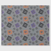 Spooky Skulls Nahtloses dunkles graues Wrapping Pa Geschenkpapier (Flach)