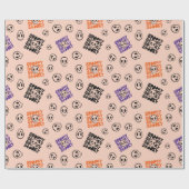 Spooky Skulls Nahtloses Halloween Wrapping Paper Geschenkpapier (Flach)