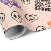 Spooky Skulls Nahtloses Halloween Wrapping Paper Geschenkpapier (Rolleneckpunkt)