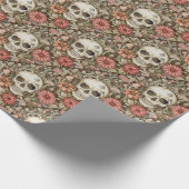 Spooky Skulls & Red Blume Geschenkpapier (Ecke)