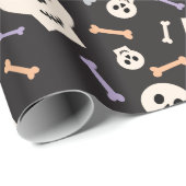 Spooky Skulls und Knochen Dunkles schwarzes Wrappi Geschenkpapier (Rolleneckpunkt)