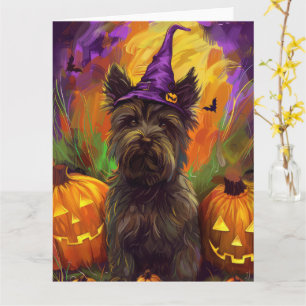 Spooky Skye Terrier Dog Halloween Hexenkürbis Karte