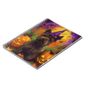 Spooky Skye Terrier Dog Halloween Hexenkürbis Notizblock (Linke Seite)