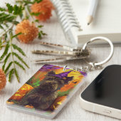 Spooky Skye Terrier Dog Halloween Hexenkürbis Schlüsselanhänger (Vorderseite rechts)