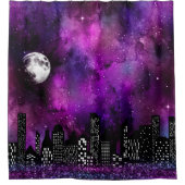 Spooky Skyline | City Lights on Galaxy Sky Duschvorhang (Vorderseite)