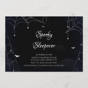 Spooky Sleepover Cobwebs Schwarzes Halloween Einladung