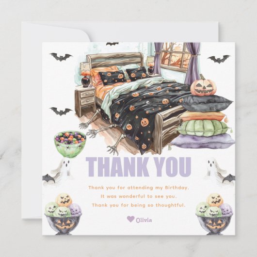 Spooky Sleepover Dankeskarte (Vorderseite)