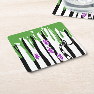 Spooky Slime and Stripes Halloween Rechteckiger Pappuntersetzer