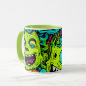 Spooky Slimy Green Monster Pattern Tasse (Vorderseite Links)