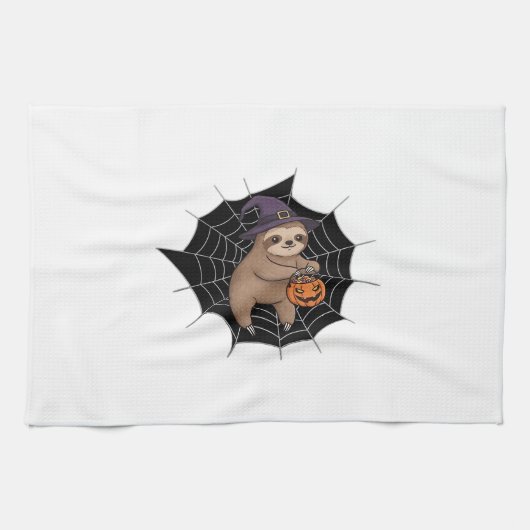 Spooky Sloth Halloween Spaß - Niedlicher Trick ode Geschirrtuch (Horizontal)