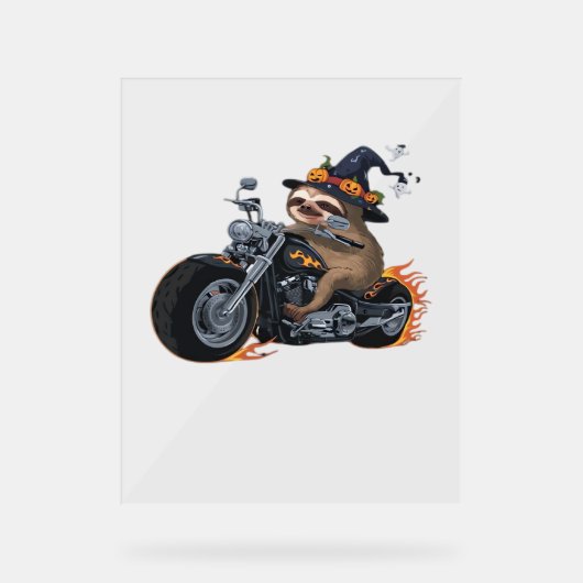 Spooky Sloth Motorrad-Ride Halloween Biker Fun C Acrylschild (Vorderseite)