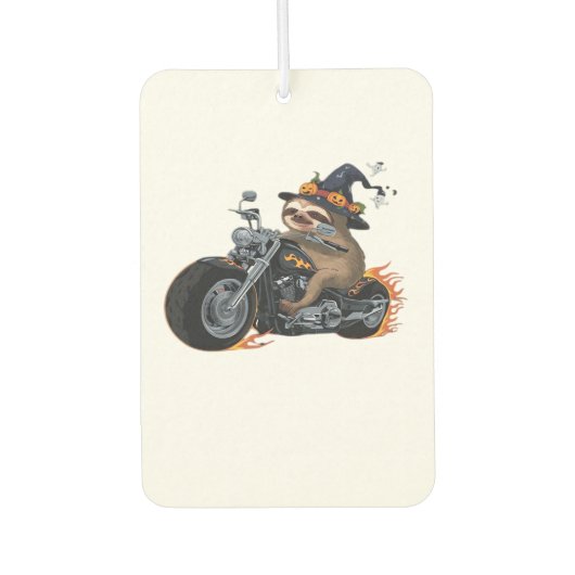 Spooky Sloth Motorrad-Ride Halloween Biker Fun C Autolufterfrischer (Vorderseite)