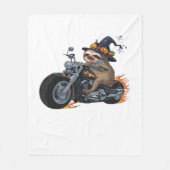 Spooky Sloth Motorrad-Ride Halloween Biker Fun C Fleecedecke (Vorderseite)