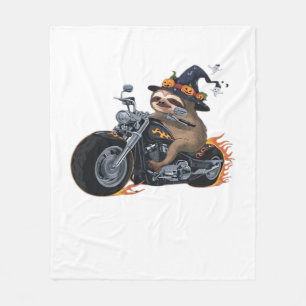 Spooky Sloth Motorrad-Ride Halloween Biker Fun C Fleecedecke