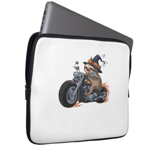 Spooky Sloth Motorrad-Ride Halloween Biker Fun C Laptopschutzhülle (Vorne Rechts)