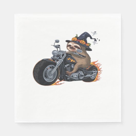 Spooky Sloth Motorrad-Ride Halloween Biker Fun C Serviette (Vorderseite)