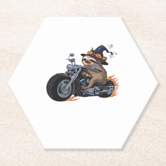 Spooky Sloth Motorrad-Ride Halloween Biker Fun C Untersetzer (Vorderseite)