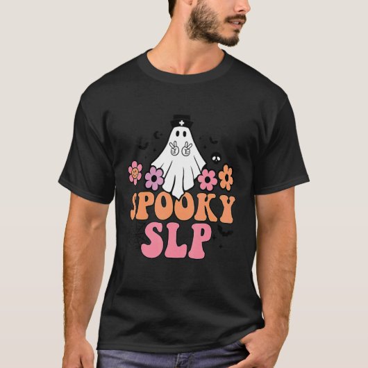 Spooky SLP Speech Pathologe Ghost Hallo T-Shirt (Vorderseite)
