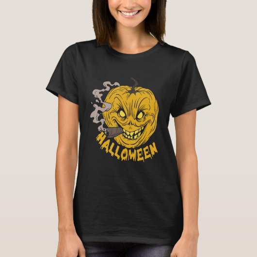 Spooky Smoker Pumpkin Smoking Pumpkin Halloween Co T-Shirt (Vorderseite)