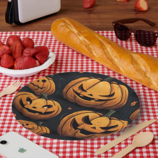 Spooky Snacks Pumpkin Patch Pappteller (Picknick)