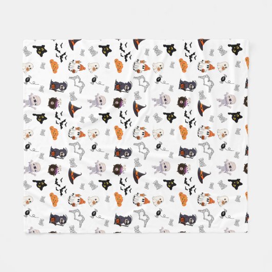 Spooky Snuggle Squad: Halloween Fleece Blanket (Vorderseite (Horizontal))