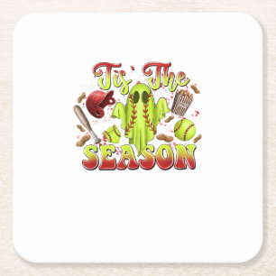 Spooky Softball Costume Funny Halloween Dies ist d Rechteckiger Pappuntersetzer