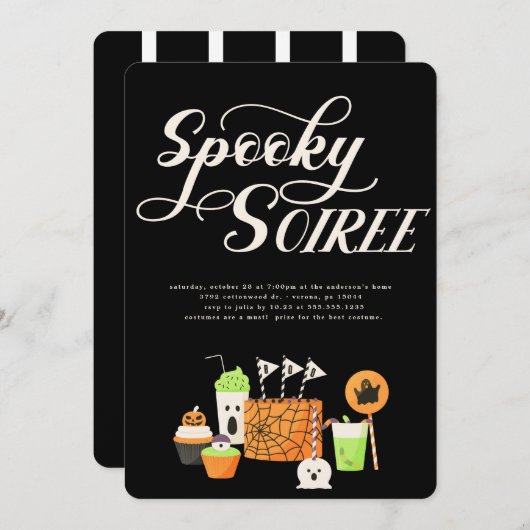 Spooky Soiree Halloween-Party Einladung (Vorne/Hinten)