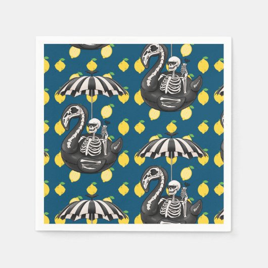 Spooky Sommerskelett mit Zitronen Serviette (Vorderseite)