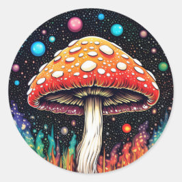 Spooky Space Hütte Core Mushroom 3 Runder Aufkleber