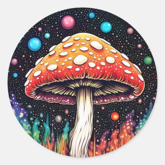 Spooky Space Hütte Core Mushroom 3 Runder Aufkleber (Vorderseite)