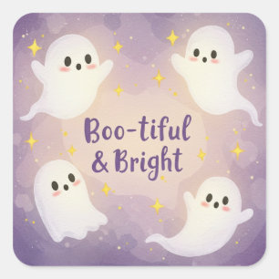 Spooky & Sparkling: Schöne Halloween-Grüße Quadratischer Aufkleber