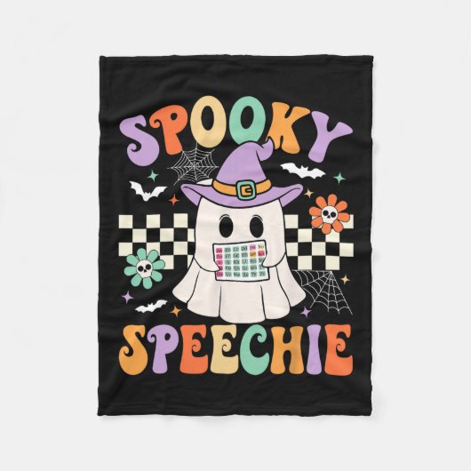 Spooky Speechie Speech Therapie Halloween Retro Sl Fleecedecke (Vorderseite)
