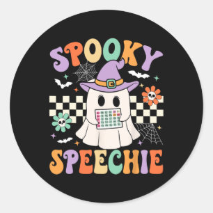 Spooky Speechie Speech Therapie Halloween Retro Sl Runder Aufkleber