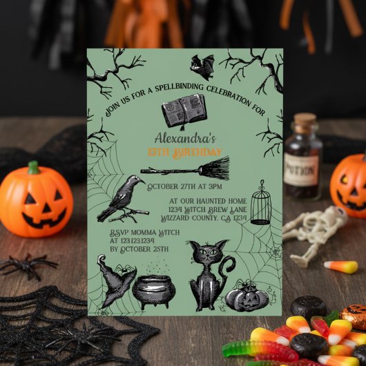 Spooky Spellband Halloween Geburtstagsparty Einladung