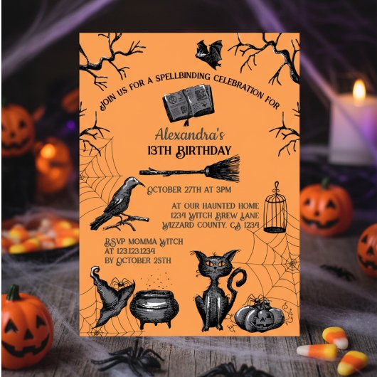 Spooky Spellband Halloween Geburtstagsparty Einladung