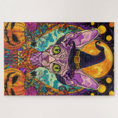 Spooky Sphynx Cat Halloween und Pumpkin Puzzle (Horizontal)