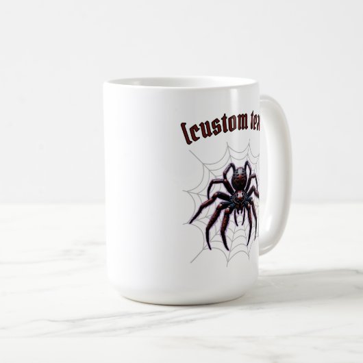 Spooky Spider - Benutzerdefinierter Text Kaffeetasse (VorderseiteRechts)