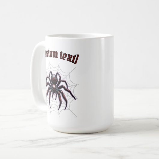 Spooky Spider - Benutzerdefinierter Text Kaffeetasse (Vorderseite Links)