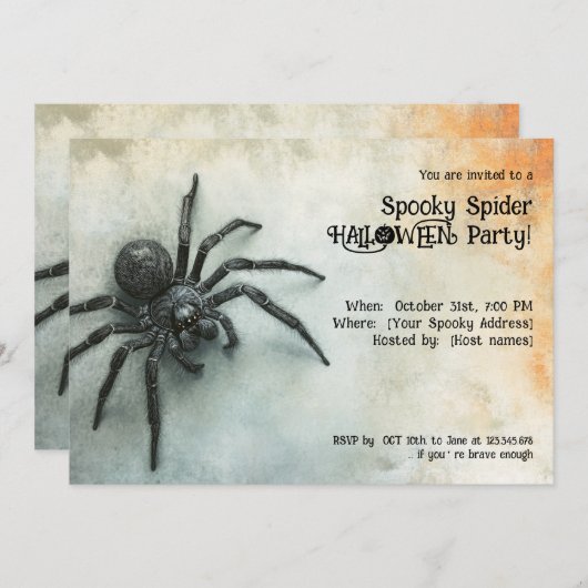 Spooky Spider Halloween-Party! Einladung (Vorne/Hinten)