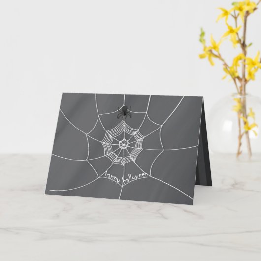 Spooky Spider in Spider Web Card Karte (Gelbe Blume)
