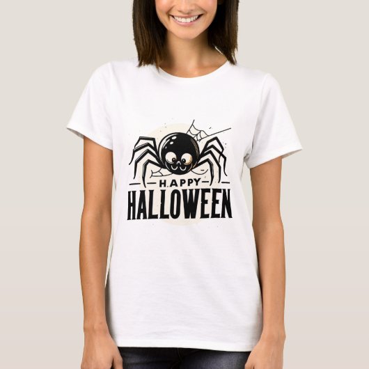 Spooky Spider und glückliches Halloween T-Shirt (Vorderseite)