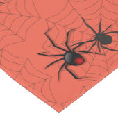 Spooky Spider und Web Orange Halloween Kurzer Tischläufer (Ecke)