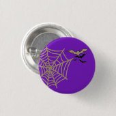 Spooky Spider Web, Fledermäuse Halloween Slogan Button (Vorne & Hinten)